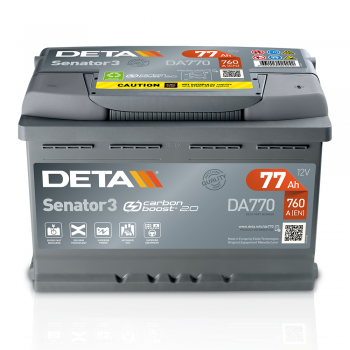 Аккумулятор Deta senator 77Ah 760A -/+