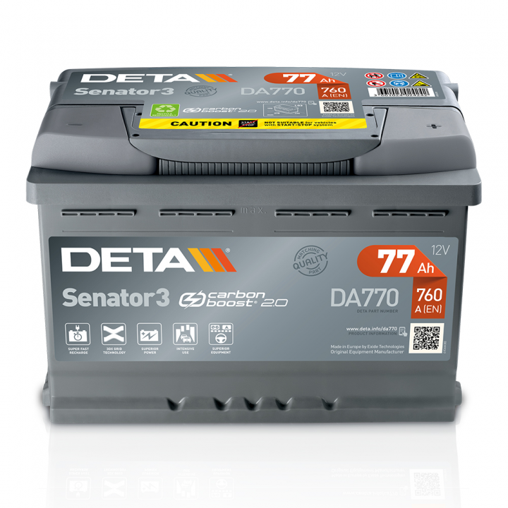 Аккумулятор Deta senator 77Ah 760A -/+ на сайте 6st.kz
