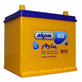 Аккумулятор Аком Asia 65 Ah 570A -/+