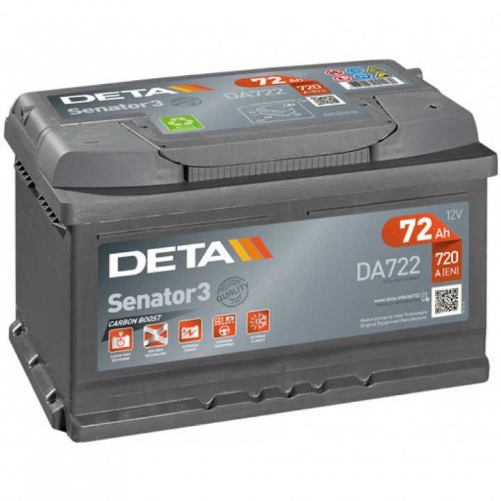 Аккумулятор Deta 72Ah 720A Senator -/+ на сайте 6st.kz