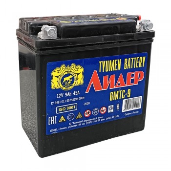 Аккумулятор 6МТС-9 Тюмень, 9Ah, 45A -/+