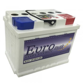Аккумулятор Europusk 62A h 550 A -/+