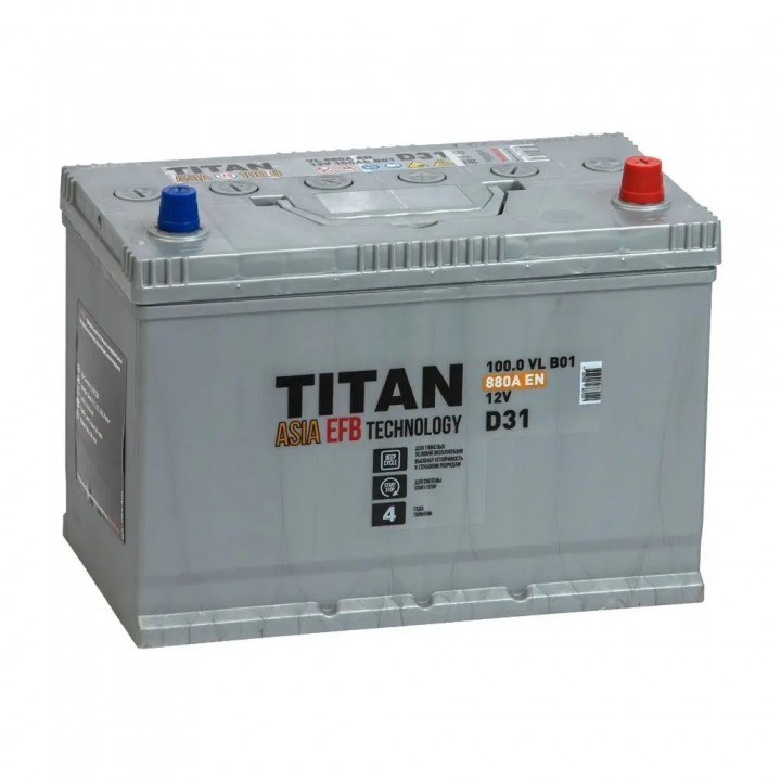 Аккумулятор TITAN EFB Asia 100 Ah 880 A -/+ на сайте 6st.kz
