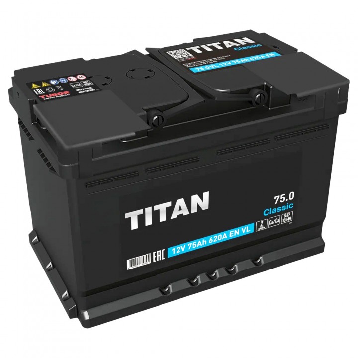 Аккумулятор Titan Classic 75Ah 620A -/+ на сайте 6st.kz