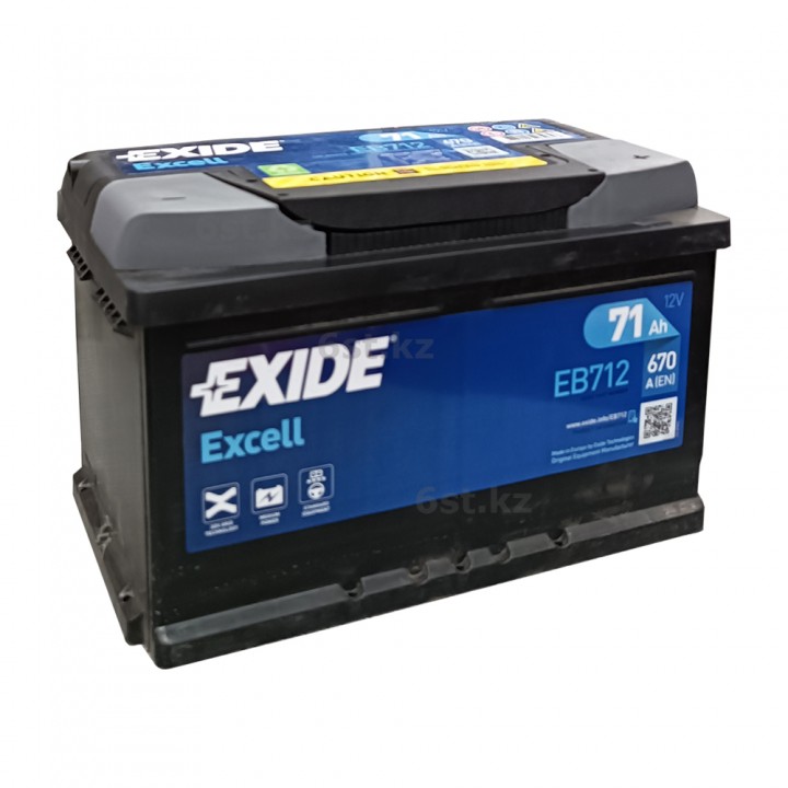 Аккумулятор Exide Excell 71Ah 670A -/+ на сайте 6st.kz