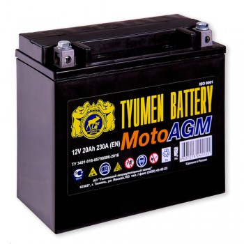 Аккумулятор Тюмень 20Ah 230A AGM -/+