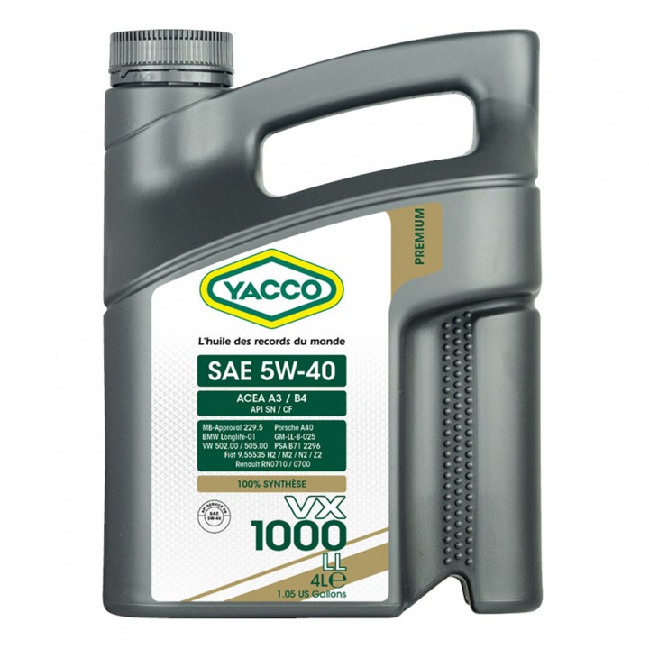 Моторное масло Yacco VX 1000 LL 5W/40 4 л в Караганде