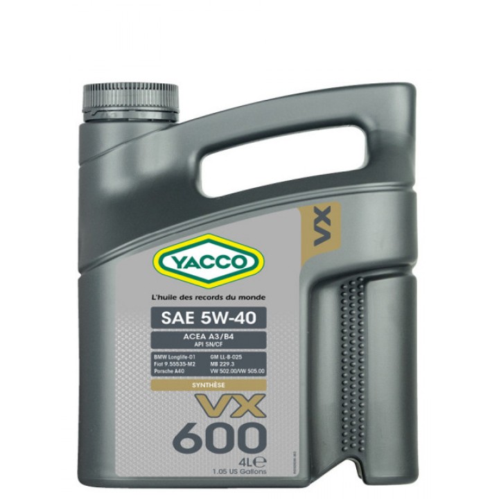 Моторное масло Yacco VX 600 5W/40 4 л в Караганде