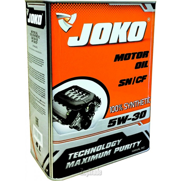 Моторное масло JOKO Gasoline Synthetic SN 5w30 4 л в Караганде